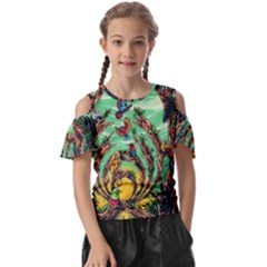 Monkey Tiger Bird Parrot Forest Jungle Style Kids  Butterfly Cutout T-shirt by Grandong