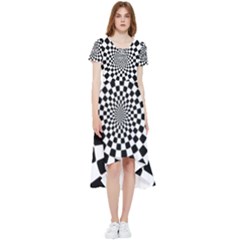 Geomtric Pattern Illusion Shapes High Low Boho Dress by Grandong