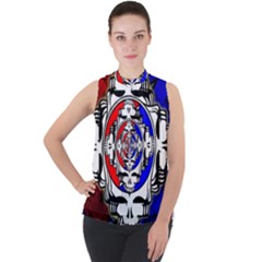 The Grateful Dead Mock Neck Chiffon Sleeveless Top by Grandong