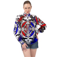 The Grateful Dead High Neck Long Sleeve Chiffon Top by Grandong