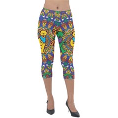 Dead Dancing Bears Grateful Dead Pattern Lightweight Velour Capri Leggings  by Grandong