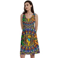 Dead Dancing Bears Grateful Dead Pattern Classic Skater Dress by Grandong