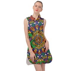 Dead Dancing Bears Grateful Dead Pattern Sleeveless Shirt Dress by Grandong