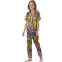 Dead Dancing Bears Grateful Dead Pattern Kids  Satin Short Sleeve Pajamas Set View1