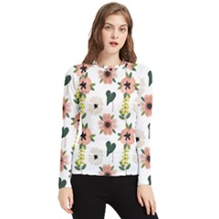 Flower White Pattern Floral Women s Long Sleeve Rash Guard by anzea