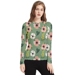 Flower Green Pink Pattern Floral Women s Long Sleeve Rash Guard by anzea