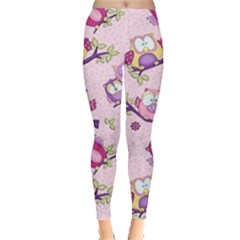 Owls Bird Animal Pattern Everyday Leggings  by Loisa77