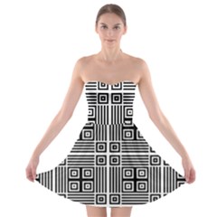 Squares Inside Background Checkered Contemporary Effect Electronic Futuristic Graphic Illusion Modern Strapless Bra Top Dress by Loisa77