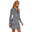 Squares Inside Background Checkered Contemporary Effect Electronic Futuristic Graphic Illusion Modern Long Sleeve Deep V Mini Dress  View3