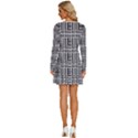 Squares Inside Background Checkered Contemporary Effect Electronic Futuristic Graphic Illusion Modern Long Sleeve Deep V Mini Dress  View4