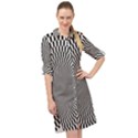 Circles Checkered Abstract Abstraction Art Long Sleeve Mini Shirt Dress View1