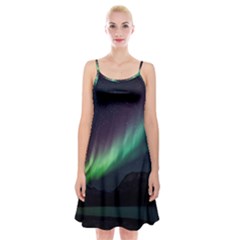 Aurora Borealis Beautiful Northern Lights Nature Spaghetti Strap Velvet Dress by Loisa77