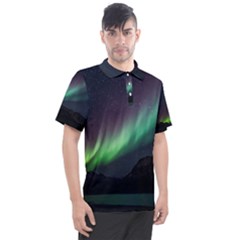 Aurora Borealis Beautiful Northern Lights Nature Men s Polo T-shirt by Loisa77