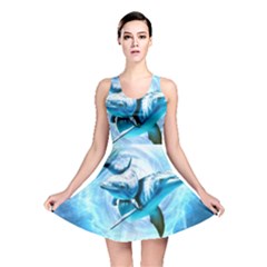 Dolphin Blue Fantasy Reversible Skater Dress by Loisa77