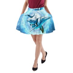 Dolphin Blue Fantasy A-line Pocket Skirt by Loisa77