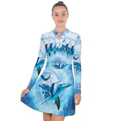 Dolphin Blue Fantasy Long Sleeve Panel Dress by Loisa77