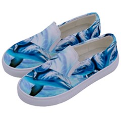 Dolphin Blue Fantasy Kids  Canvas Slip Ons by Loisa77