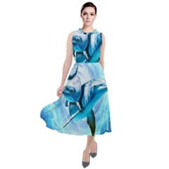 Dolphin Blue Fantasy Round Neck Boho Dress by Loisa77