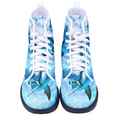 Dolphin Blue Fantasy Men s High-top Canvas Sneakers by Loisa77