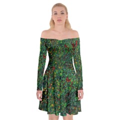 Grass Nature Meadow Off Shoulder Skater Dress by Loisa77