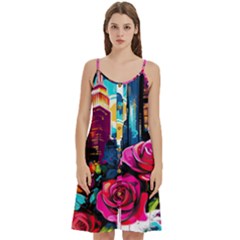 City Rose 2-gigapixel-art-scale-4 00x Women s Spaghetti Strap Pullover Cami Dress by BrightWear