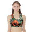 Flower Poppies Sports Bra with Border View1