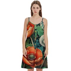 Flower Poppies Women s Spaghetti Strap Pullover Cami Dress by Loisa77