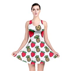 Strawberries Pineapples Fruits Reversible Skater Dress by Loisa77