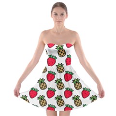 Strawberries Pineapples Fruits Strapless Bra Top Dress by Loisa77