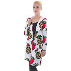 Strawberries Pineapples Fruits Hooded Pocket Cardigan by Loisa77