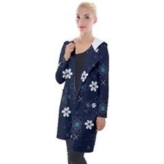 Blue Background Abstract Seamless Hooded Pocket Cardigan by Loisa77