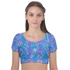 Background Abstract Texture Pattern Velvet Short Sleeve Crop Top  by Loisa77