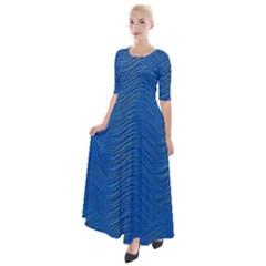 Blue Wave Abstract Texture Seamless Half Sleeves Maxi Dress by Loisa77