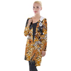 Leaf Yellow Point Flower White Hooded Pocket Cardigan by Loisa77