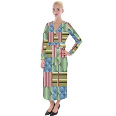 Patchwork Tile Pattern Mosaic Velvet Maxi Wrap Dress by Loisa77