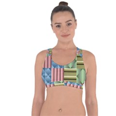 Patchwork Tile Pattern Mosaic Cross String Back Sports Bra by Loisa77