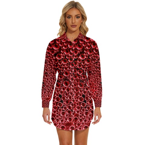 Drops Water Drop Trypophobia Womens Long Sleeve Shirt Dress by Loisa77