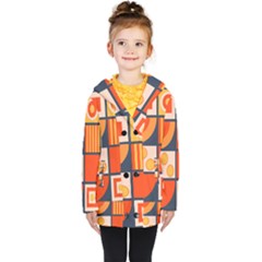 Square Shapes Pattern Design Kids  Double Breasted Button Coat by Loisa77