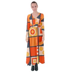 Square Shapes Pattern Design Button Up Maxi Dress by Loisa77