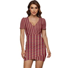 Template Background Red Strip Low Cut Cap Sleeve Mini Dress by Loisa77