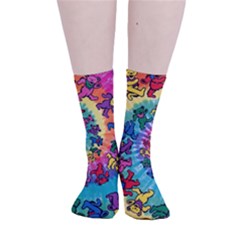 Tie Dye Grateful Dead Bears Smooth Crew Length Tube Socks by Perong