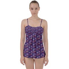 Trippy Cool Pattern Babydoll Tankini Set by designsbymallika