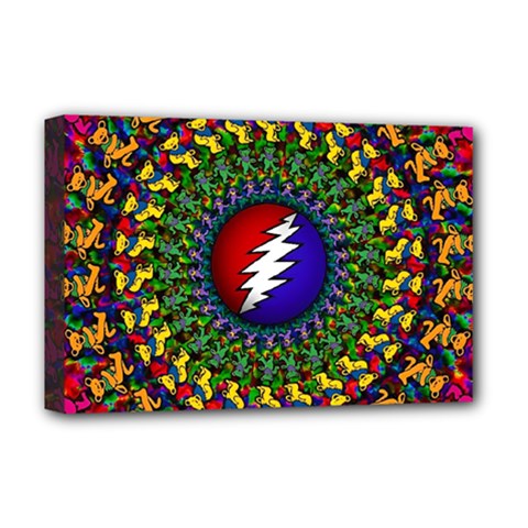 Grateful Dead Bear Pattern Deluxe Canvas 18  X 12  (stretched) by Maspions