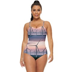 Wind Giants At Twilight Retro Full Coverage Swimsuit by Tellerarts