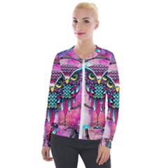 Owl Dreamcatcher Velvet Zip Up Jacket by Grandong