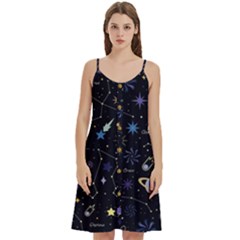 Starry Night  Space Constellations  Stars  Galaxy  Universe Graphic  Illustration Women s Spaghetti Strap Pullover Cami Dress by Grandong