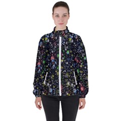 Illustration Universe Star Planet Women s High Neck Windbreaker by Grandong