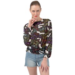 Time Nonlinear Curved Undirected Banded Bottom Chiffon Top by Paksenen