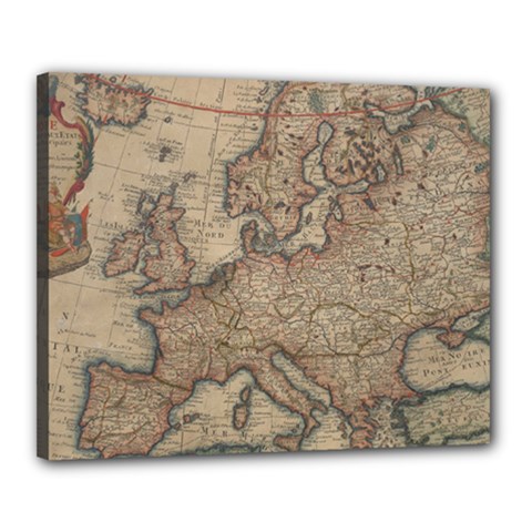 Old Vintage Classic Map Of Europe Canvas 20  X 16  (stretched) by Paksenen