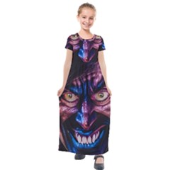 Shadow Madness (ai) Kids  Short Sleeve Maxi Dress by dflcprintsclothing